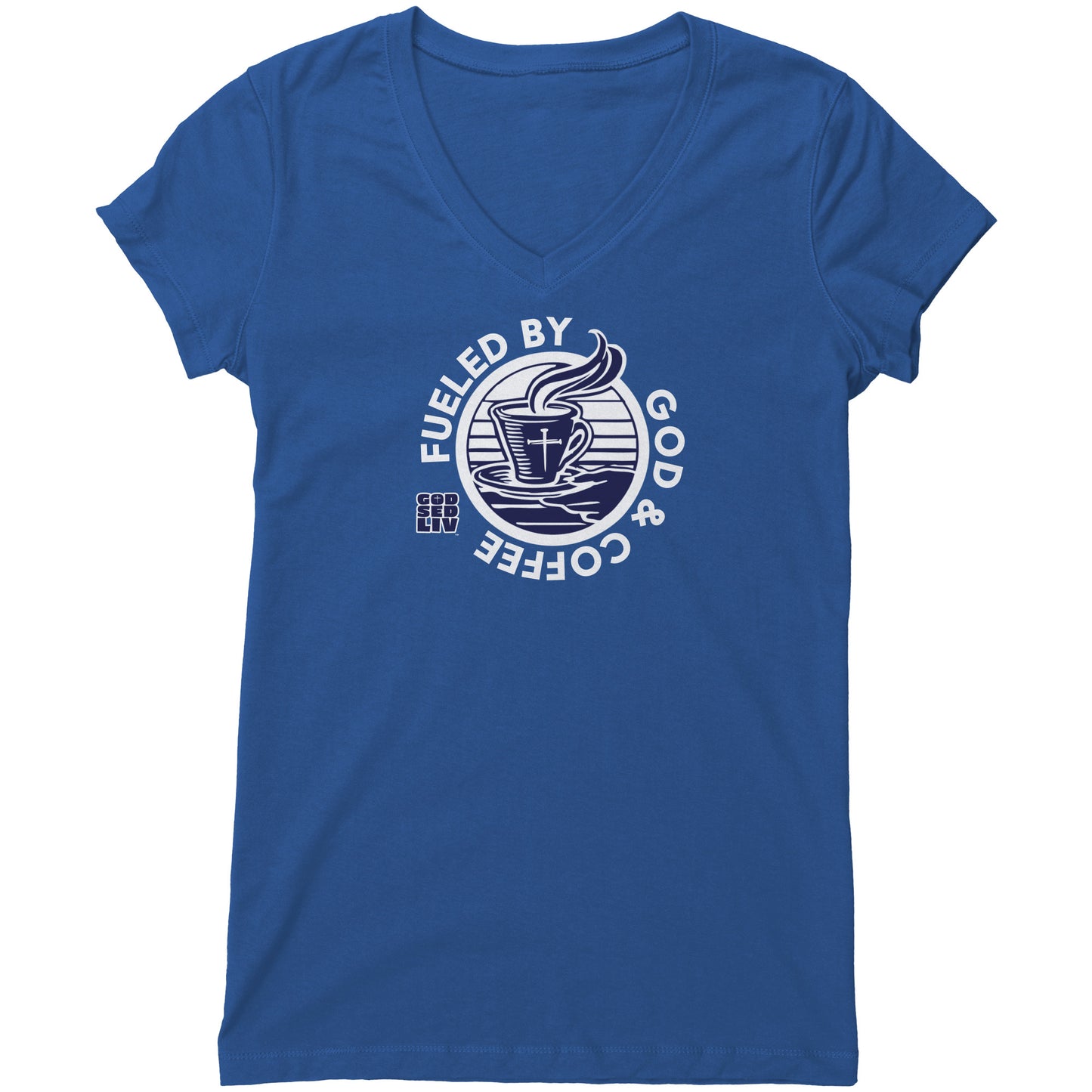 Fueled by God & Coffee Women's V-Neck Tee
