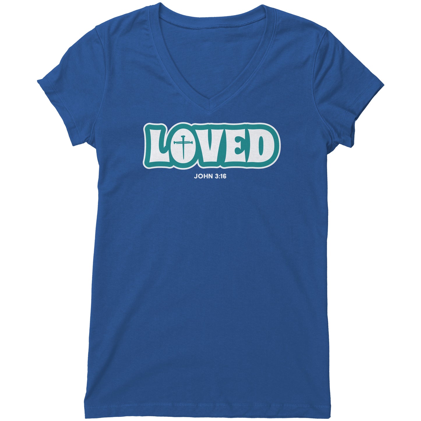 Loved (John 3:16) Women's V-Neck Tee