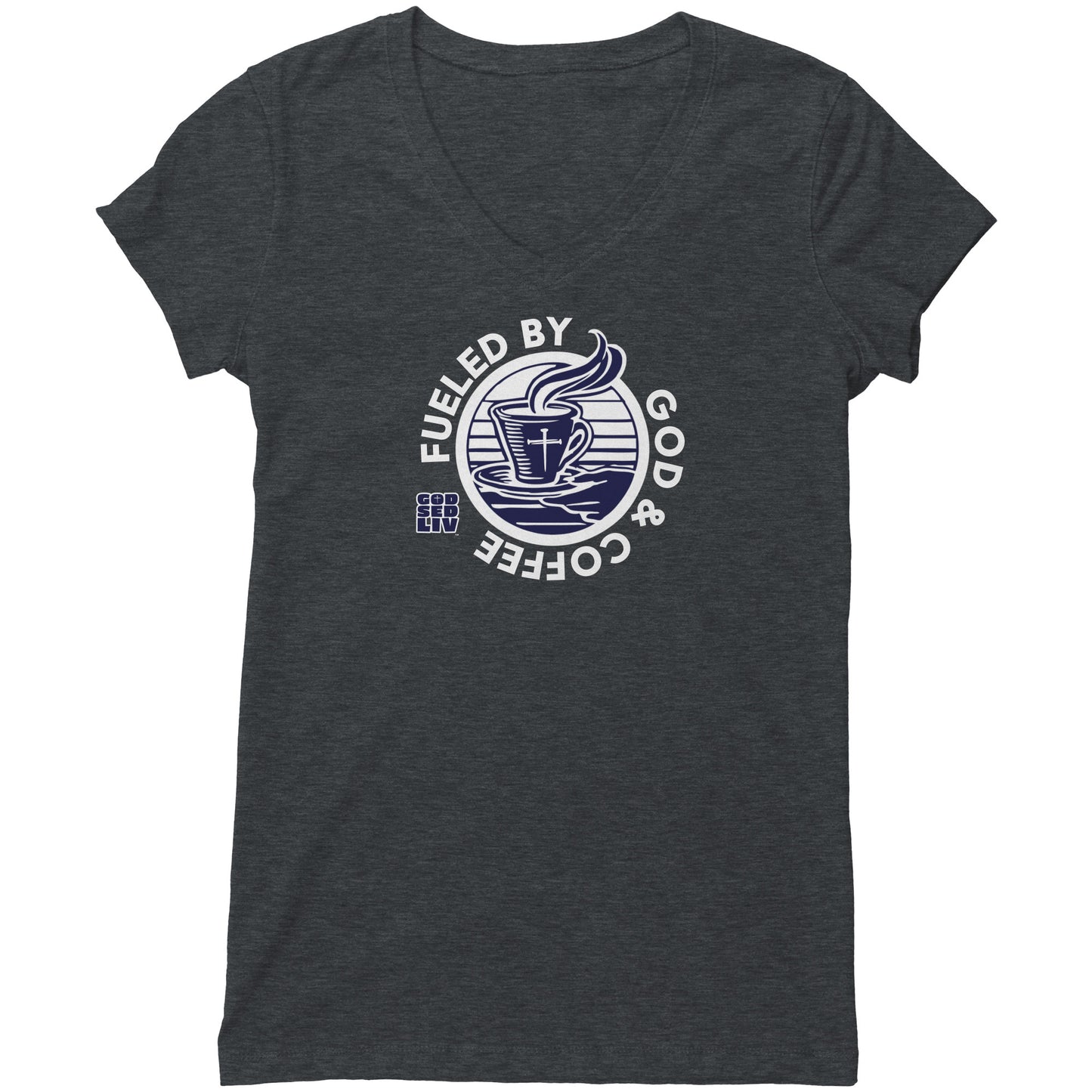 Fueled by God & Coffee Women's V-Neck Tee