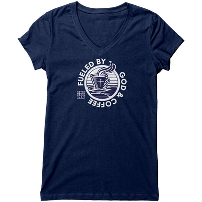 Fueled by God & Coffee Women's V-Neck Tee