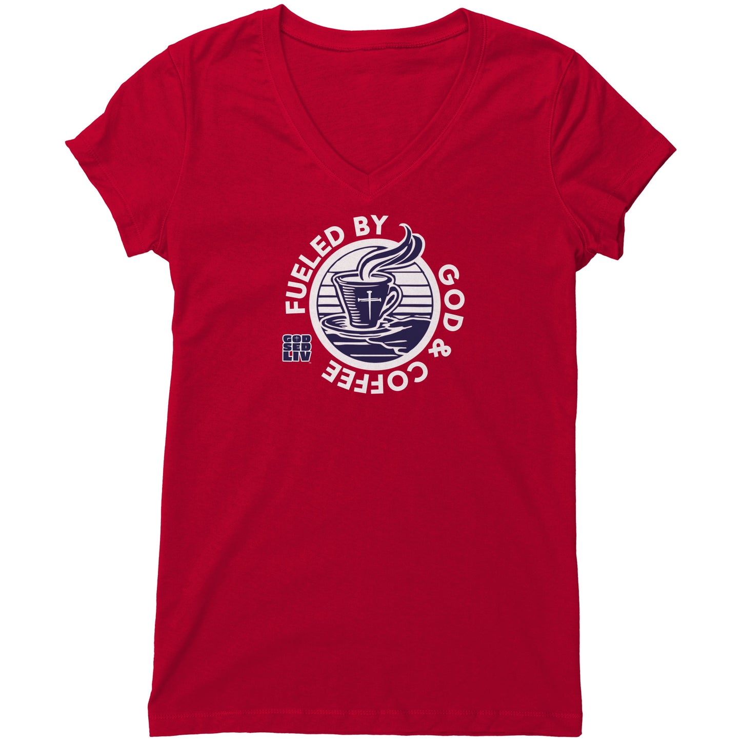 Fueled by God & Coffee Women's V-Neck Tee