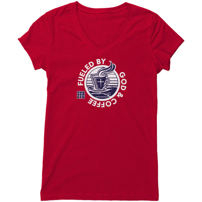 Fueled by God & Coffee Women's V-Neck Tee