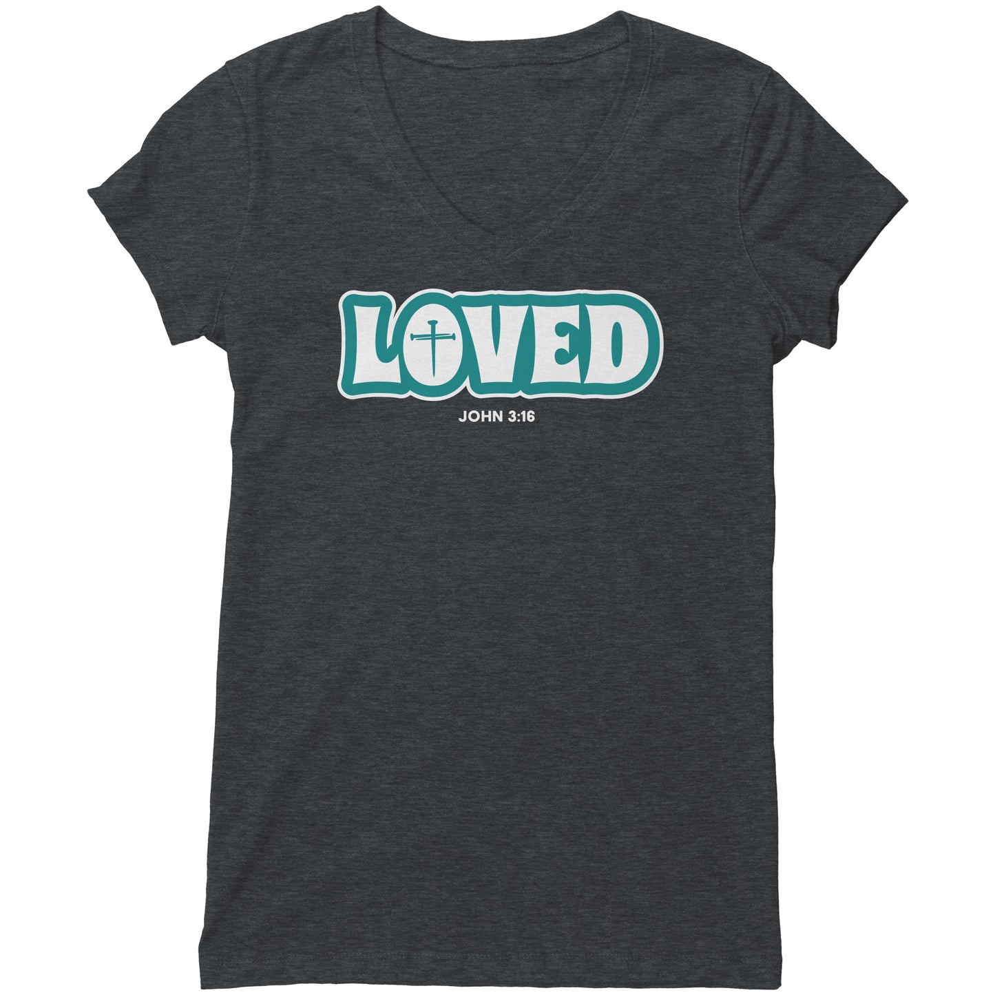 Loved (John 3:16) Women's V-Neck Tee