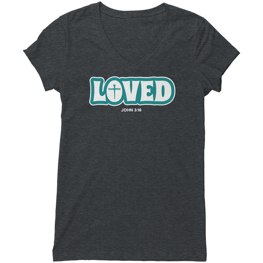 Loved (John 3:16) Women's V-Neck Tee