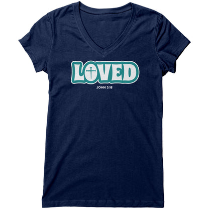 Loved (John 3:16) Women's V-Neck Tee