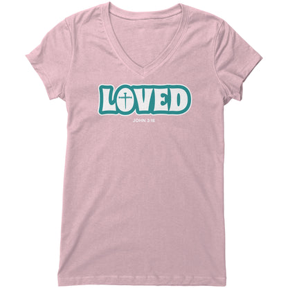 Loved (John 3:16) Women's V-Neck Tee