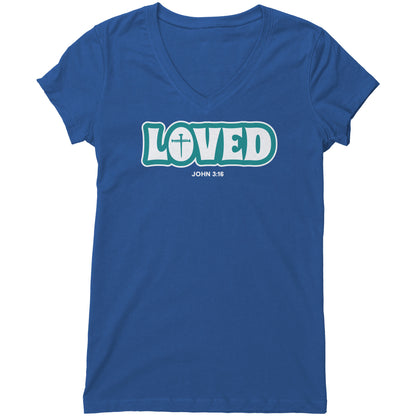 Loved (John 3:16) Women's V-Neck Tee