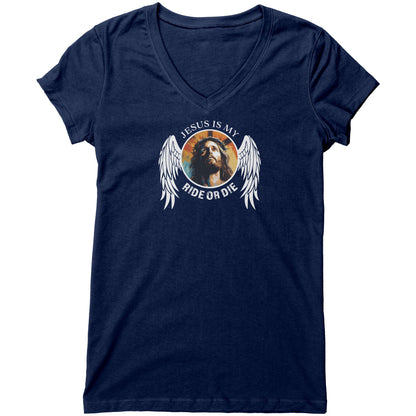 Jesus is My Ride or Die Women's V-Neck Tee