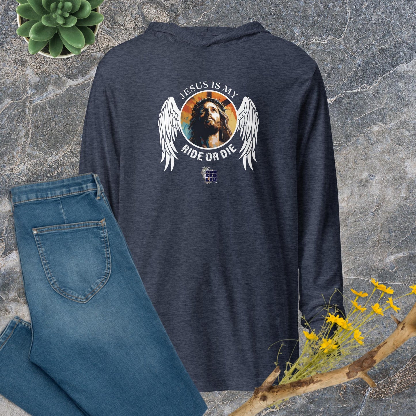 Jesus Is My Ride or Die Hooded Long-Sleeve Tee