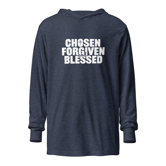 Chosen, Forgiven & Blessed Hooded Long-Sleeve Tee