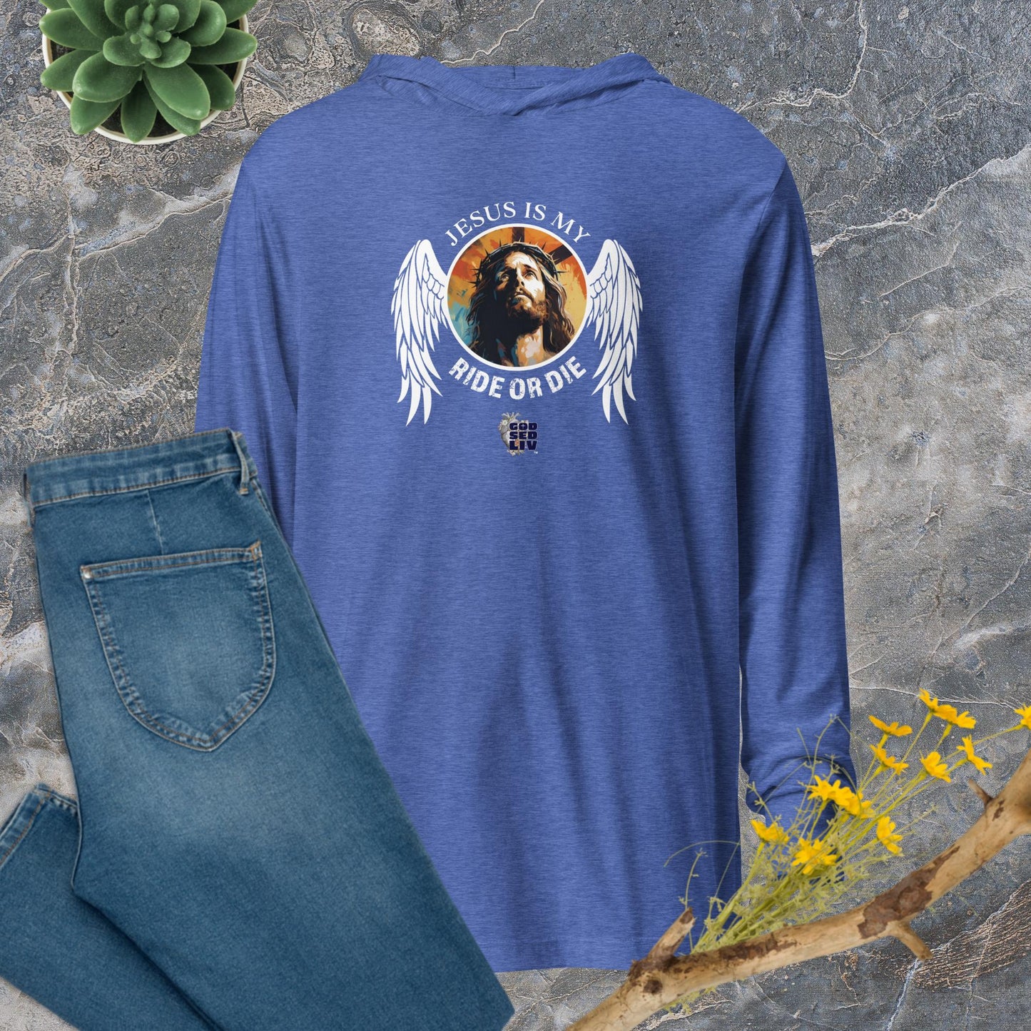 Jesus Is My Ride or Die Hooded Long-Sleeve Tee
